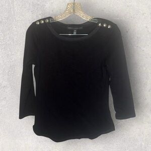 WHBM 3/4 sleeve with button accents on shoulders blouse size XXS